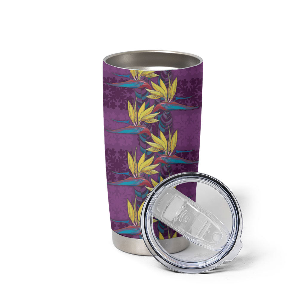 Hawaii Waikiki King Tumbler Cup Purple Quilt With Pua Manu