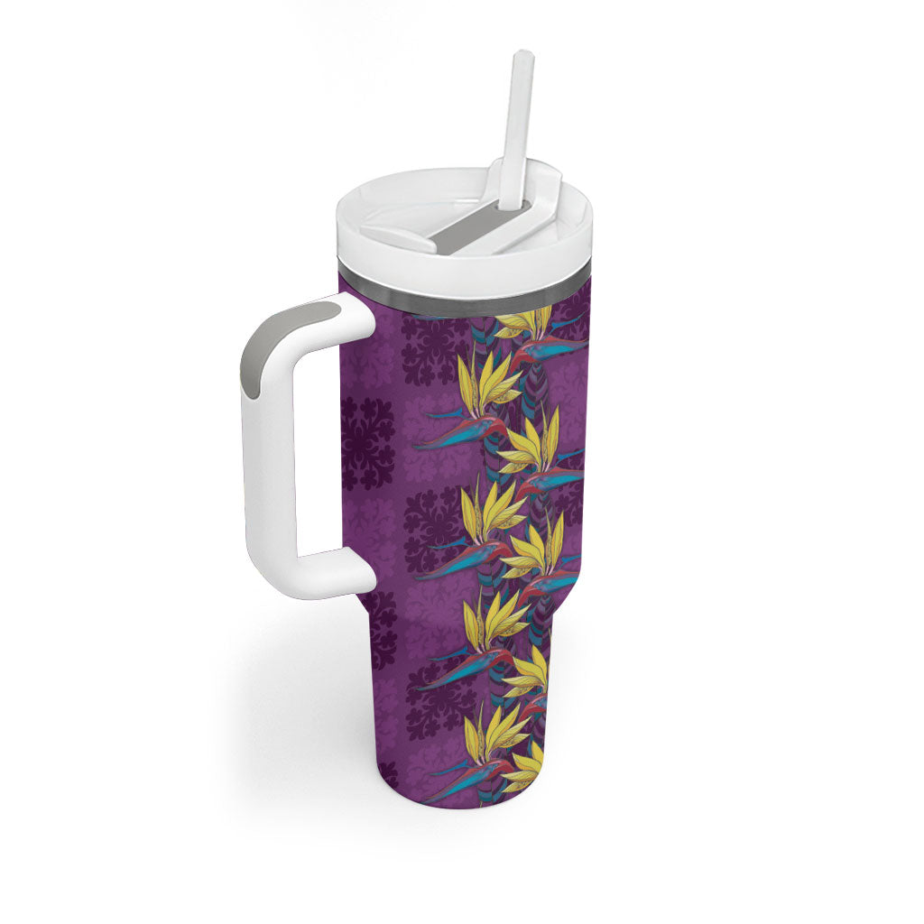 Hawaii Waikiki King Tumbler With Handle Purple Quilt With Pua Manu