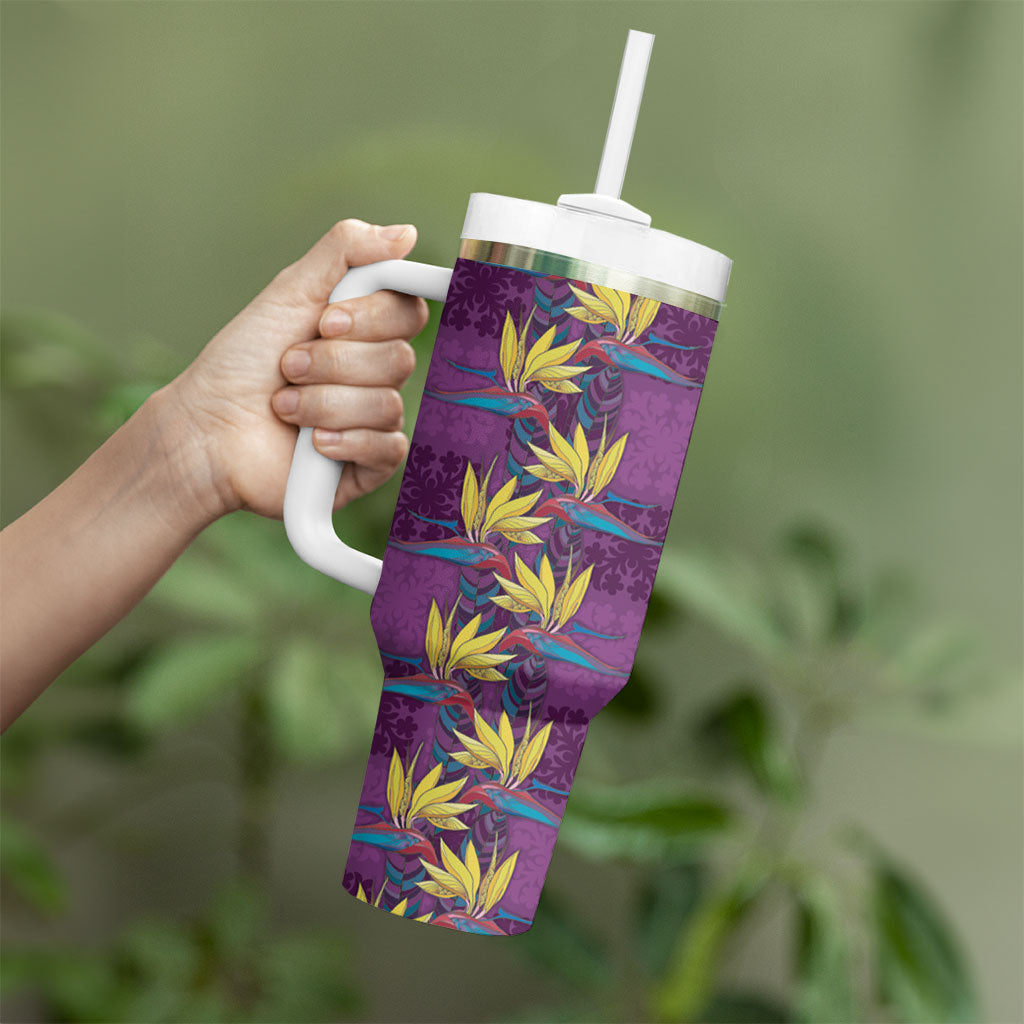 Hawaii Waikiki King Tumbler With Handle Purple Quilt With Pua Manu