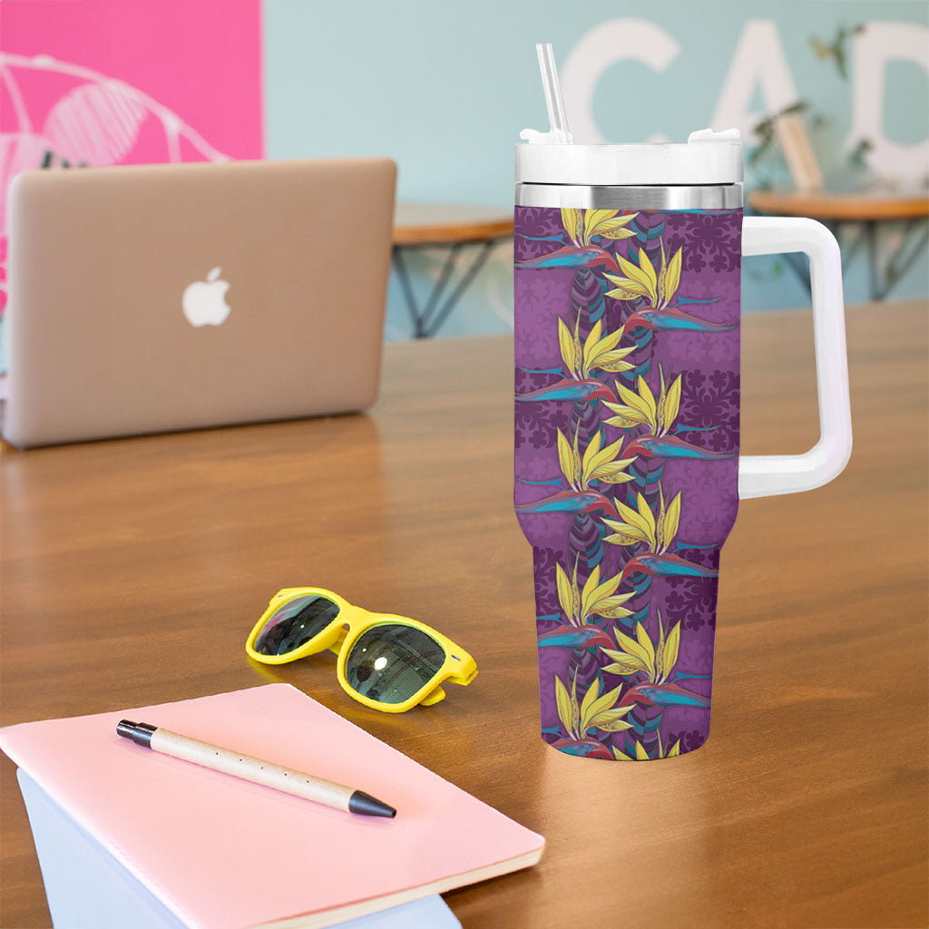 Hawaii Waikiki King Tumbler With Handle Purple Quilt With Pua Manu