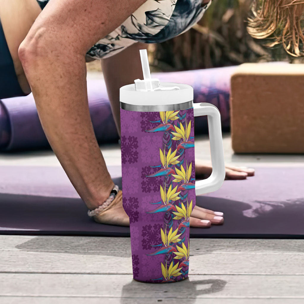 Hawaii Waikiki King Tumbler With Handle Purple Quilt With Pua Manu