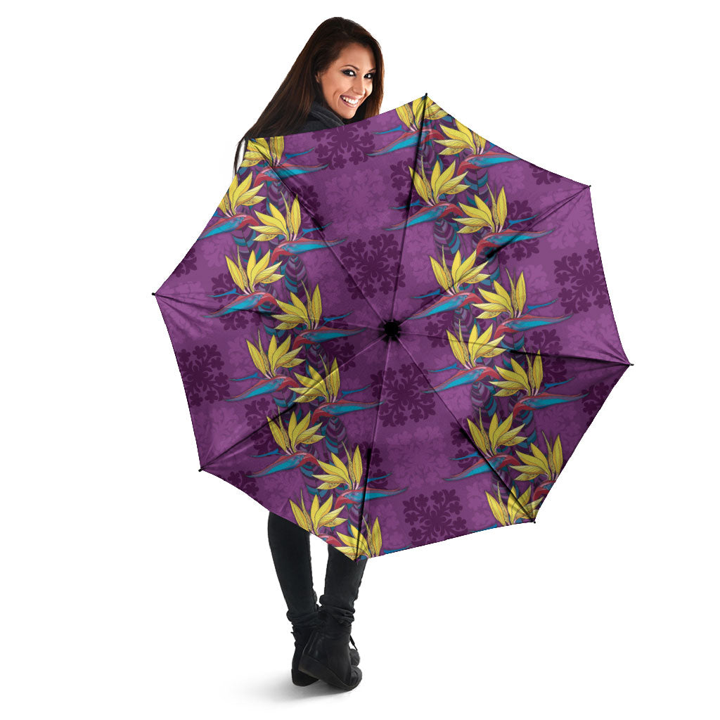 Hawaii Waikiki King Umbrella Purple Quilt With Pua Manu