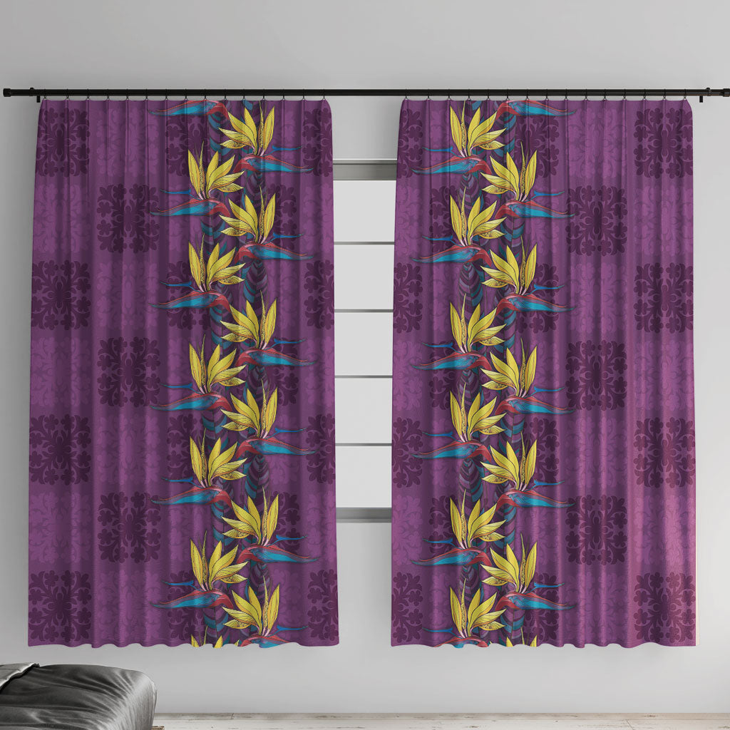 Hawaii Waikiki King Window Curtain Purple Quilt With Pua Manu
