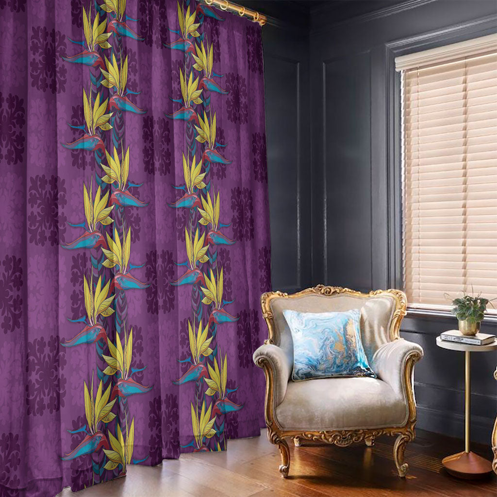 Hawaii Waikiki King Window Curtain Purple Quilt With Pua Manu