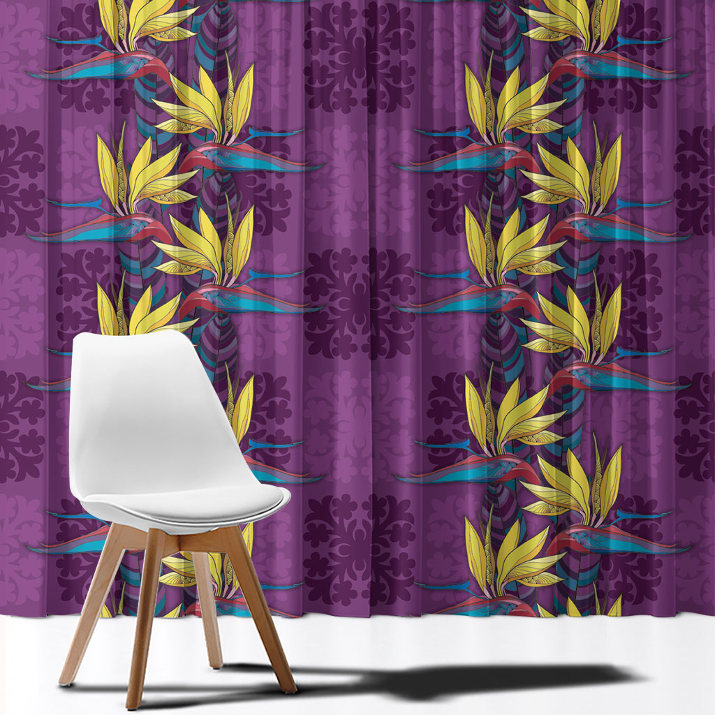 Hawaii Waikiki King Window Curtain Purple Quilt With Pua Manu