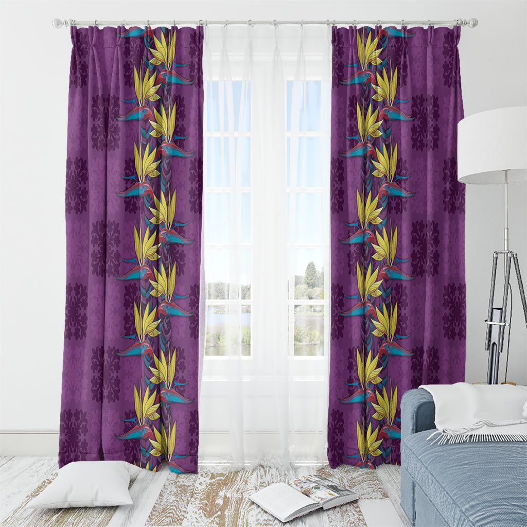 Hawaii Waikiki King Window Curtain Purple Quilt With Pua Manu