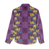 Hawaii Waikiki King Women Casual Shirt Purple Quilt With Pua Manu
