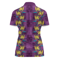 Hawaii Waikiki King Women Polo Shirt Purple Quilt With Pua Manu