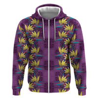 Hawaii Waikiki King Zip Hoodie Purple Quilt With Pua Manu