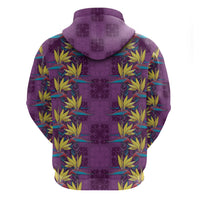 Hawaii Waikiki King Zip Hoodie Purple Quilt With Pua Manu