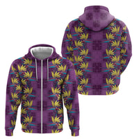 Hawaii Waikiki King Zip Hoodie Purple Quilt With Pua Manu