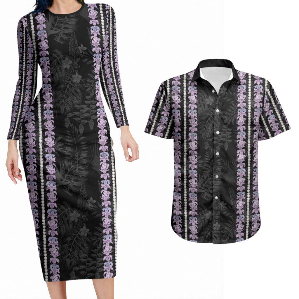 Hawaii Queen Liliuokalani Couples Matching Long Sleeve Bodycon Dress and Hawaiian Shirt Hawaiian Lei Pua Kalaunu