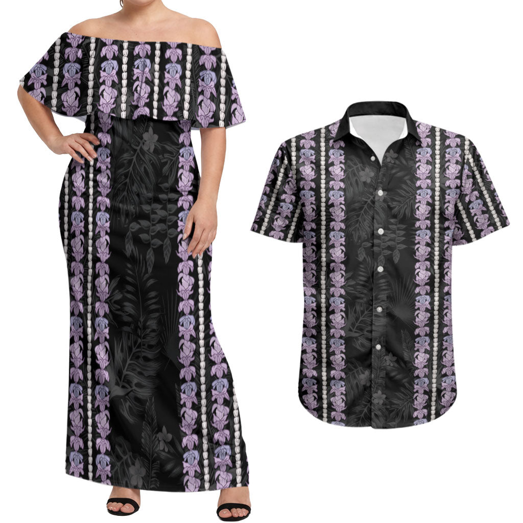Hawaii Queen Liliuokalani Couples Matching Off Shoulder Maxi Dress and Hawaiian Shirt Hawaiian Lei Pua Kalaunu