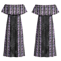 Hawaii Queen Liliuokalani Couples Matching Off Shoulder Maxi Dress and Long Sleeve Button Shirt Hawaiian Lei Pua Kalaunu