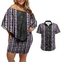 Hawaii Queen Liliuokalani Couples Matching Off Shoulder Short Dress and Hawaiian Shirt Hawaiian Lei Pua Kalaunu