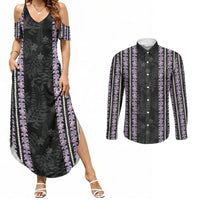 Hawaii Queen Liliuokalani Couples Matching Summer Maxi Dress and Long Sleeve Button Shirt Hawaiian Lei Pua Kalaunu