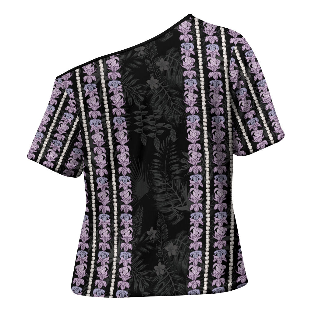 Hawaii Queen Liliuokalani Cross Shoulder Shirt Hawaiian Lei Pua Kalaunu
