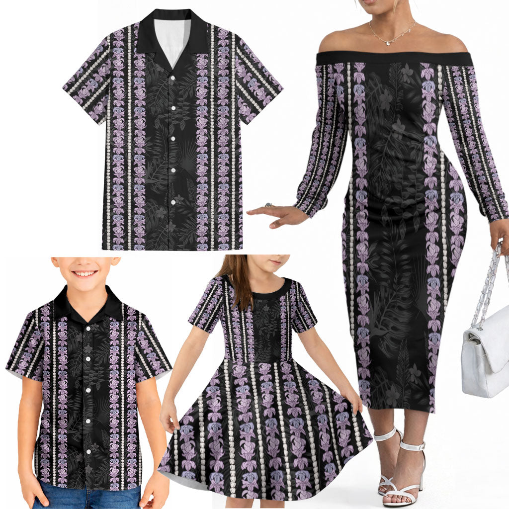 Hawaii Queen Liliuokalani Family Matching Off The Shoulder Long Sleeve Dress and Hawaiian Shirt Hawaiian Lei Pua Kalaunu
