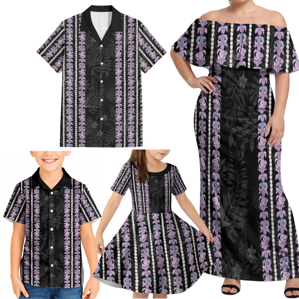 Hawaii Queen Liliuokalani Family Matching Off Shoulder Maxi Dress and Hawaiian Shirt Hawaiian Lei Pua Kalaunu