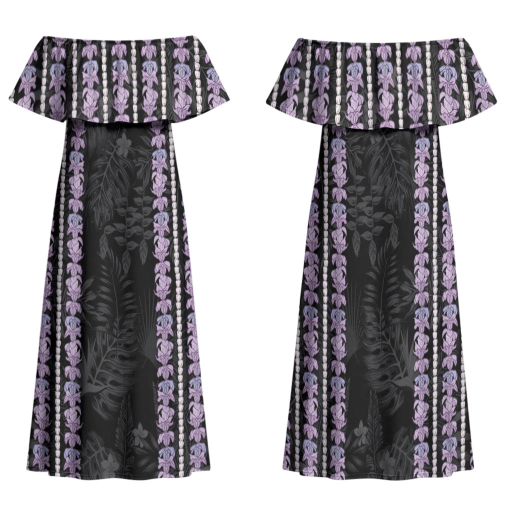 Hawaii Queen Liliuokalani Family Matching Off Shoulder Maxi Dress and Hawaiian Shirt Hawaiian Lei Pua Kalaunu
