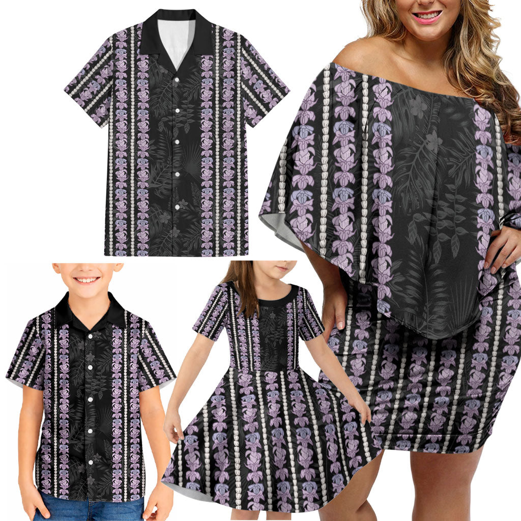 Hawaii Queen Liliuokalani Family Matching Off Shoulder Short Dress and Hawaiian Shirt Hawaiian Lei Pua Kalaunu