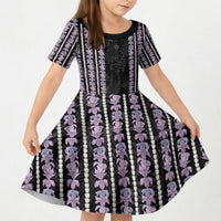 Hawaii Queen Liliuokalani Kid Short Sleeve Dress Hawaiian Lei Pua Kalaunu
