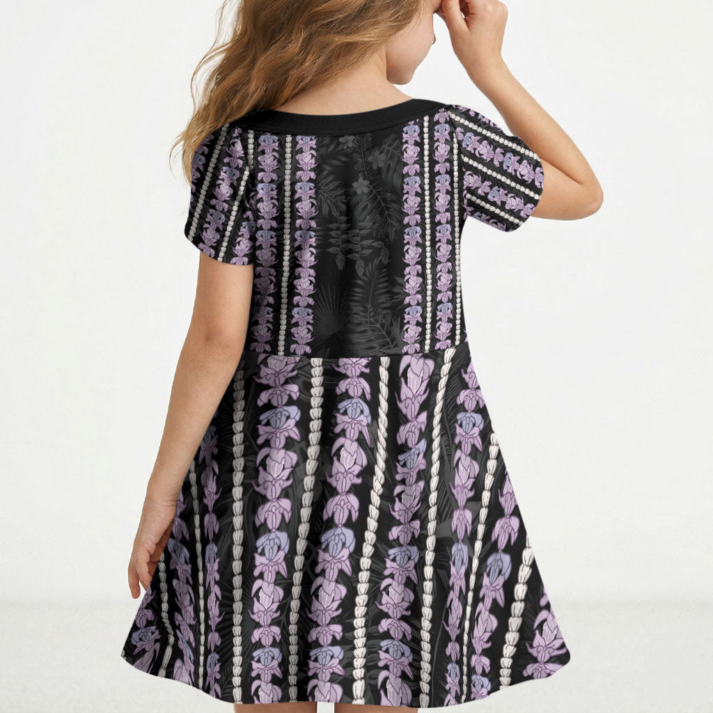 Hawaii Queen Liliuokalani Kid Short Sleeve Dress Hawaiian Lei Pua Kalaunu