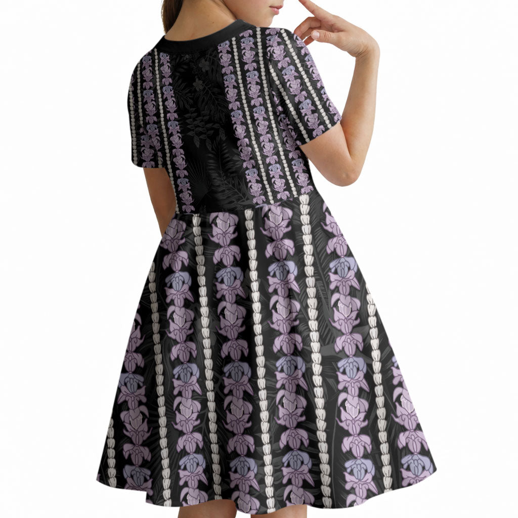Hawaii Queen Liliuokalani Kid Short Sleeve Dress Hawaiian Lei Pua Kalaunu