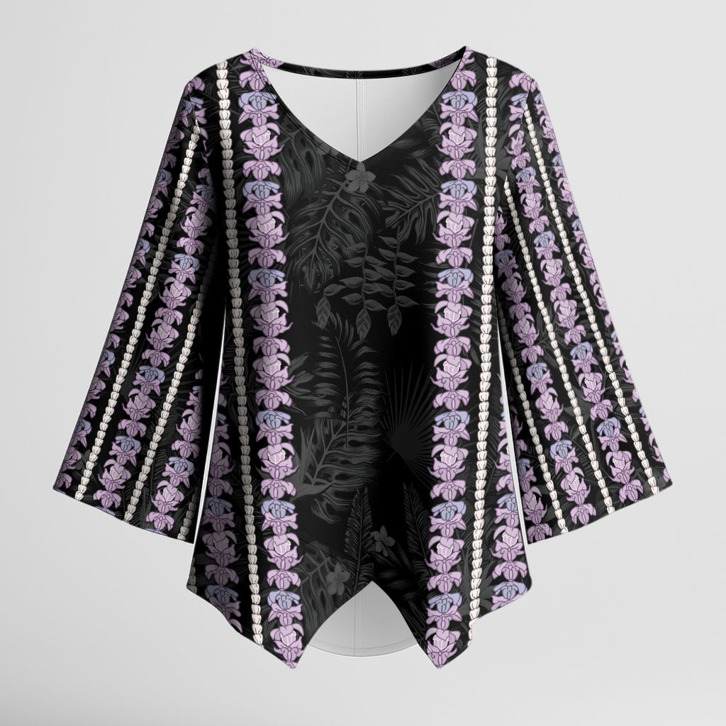 Hawaii Queen Liliuokalani Kimono Sleeve Blouse Hawaiian Lei Pua Kalaunu
