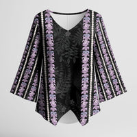 Hawaii Queen Liliuokalani Kimono Sleeve Blouse Hawaiian Lei Pua Kalaunu