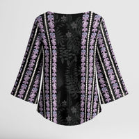 Hawaii Queen Liliuokalani Kimono Sleeve Blouse Hawaiian Lei Pua Kalaunu