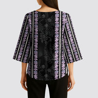 Hawaii Queen Liliuokalani Kimono Sleeve Blouse Hawaiian Lei Pua Kalaunu