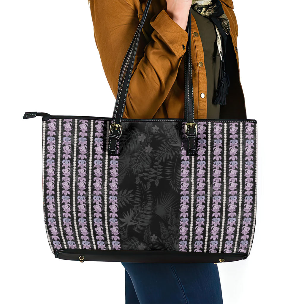 Hawaii Queen Liliuokalani Leather Tote Bag Hawaiian Lei Pua Kalaunu