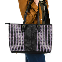 Hawaii Queen Liliuokalani Leather Tote Bag Hawaiian Lei Pua Kalaunu
