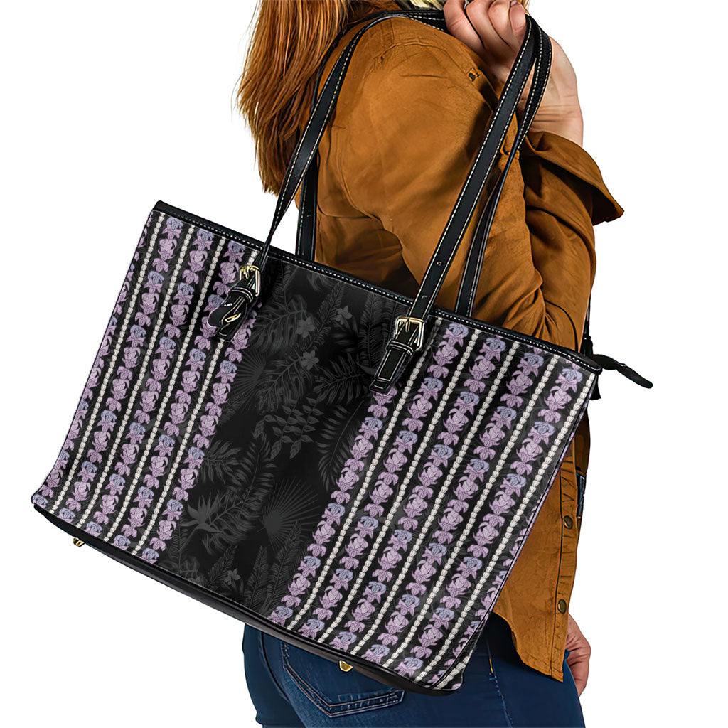 Hawaii Queen Liliuokalani Leather Tote Bag Hawaiian Lei Pua Kalaunu