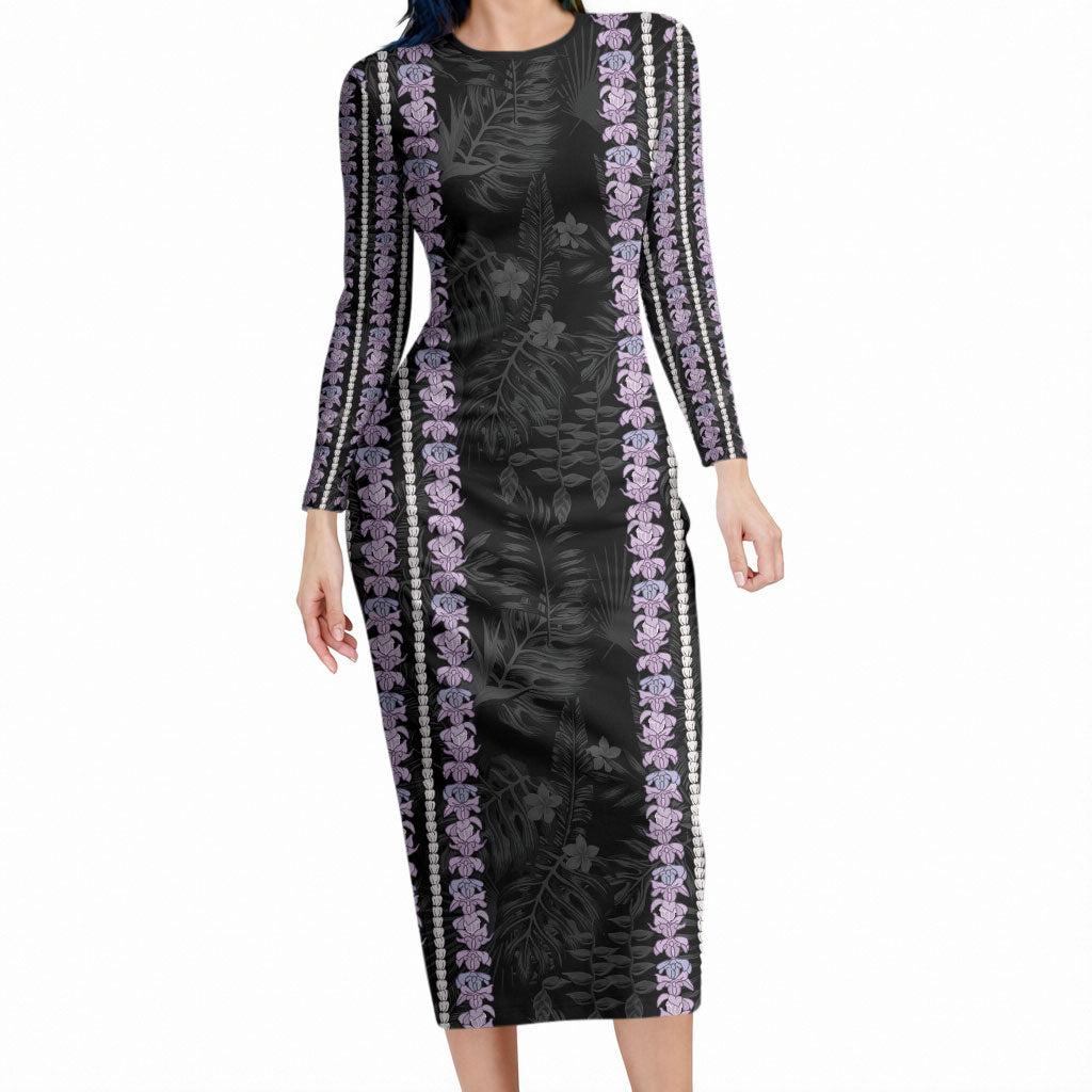 Hawaii Queen Liliuokalani Long Sleeve Bodycon Dress Hawaiian Lei Pua Kalaunu