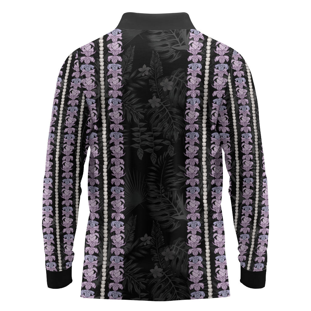 Hawaii Queen Liliuokalani Long Sleeve Polo Shirt Hawaiian Lei Pua Kalaunu
