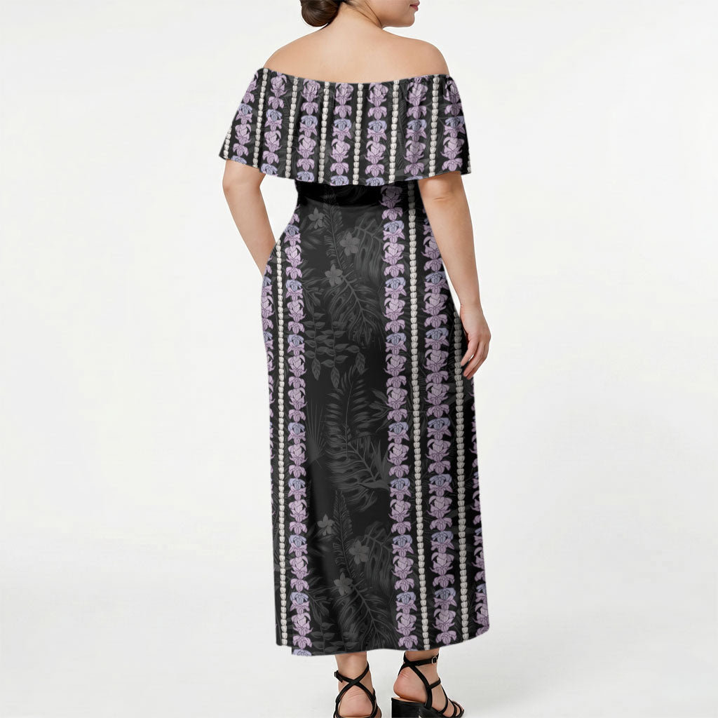 Hawaii Queen Liliuokalani Off Shoulder Maxi Dress Hawaiian Lei Pua Kalaunu