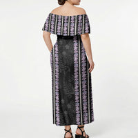 Hawaii Queen Liliuokalani Off Shoulder Maxi Dress Hawaiian Lei Pua Kalaunu