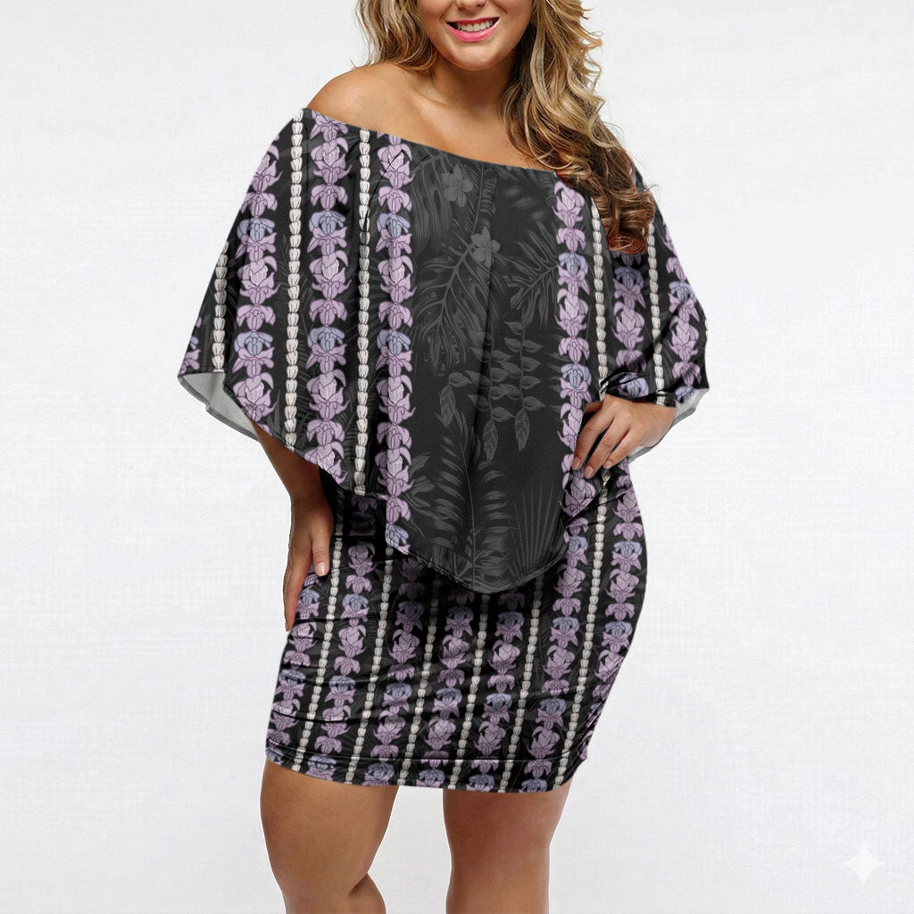 Hawaii Queen Liliuokalani Off Shoulder Short Dress Hawaiian Lei Pua Kalaunu