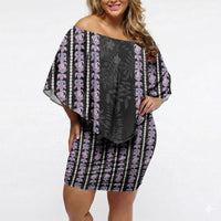 Hawaii Queen Liliuokalani Off Shoulder Short Dress Hawaiian Lei Pua Kalaunu