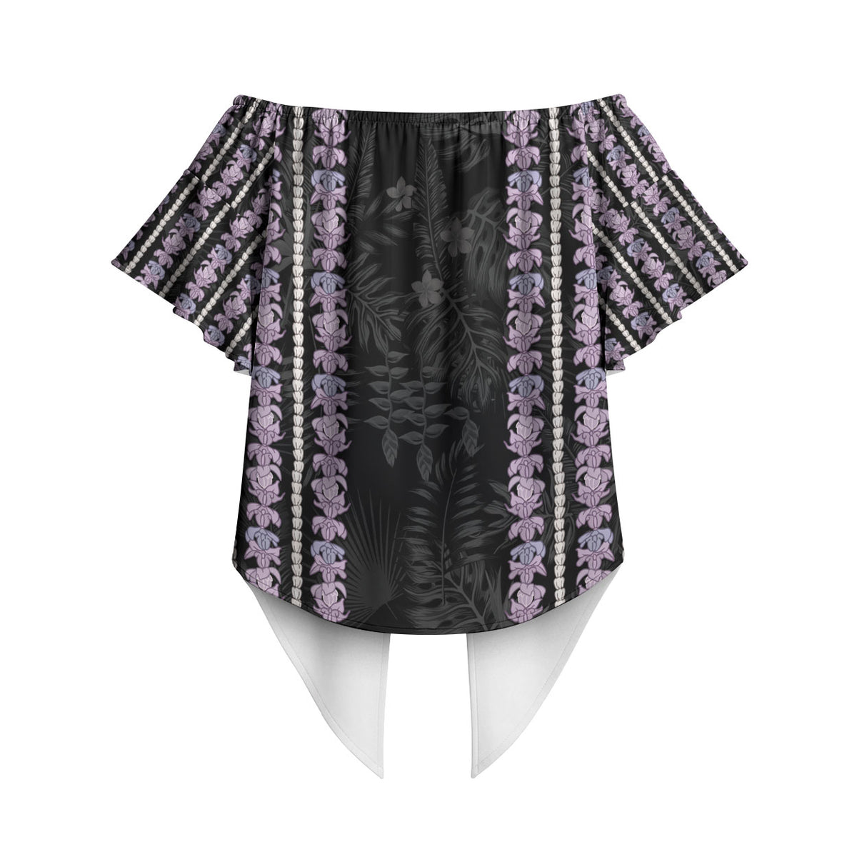 Hawaii Queen Liliuokalani Off Shoulder Wrap Waist Top Hawaiian Lei Pua Kalaunu