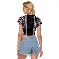 Hawaii Queen Liliuokalani Raglan Cropped T Shirt Hawaiian Lei Pua Kalaunu