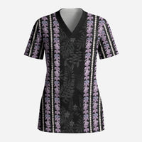 Hawaii Queen Liliuokalani Scrub Top Hawaiian Lei Pua Kalaunu