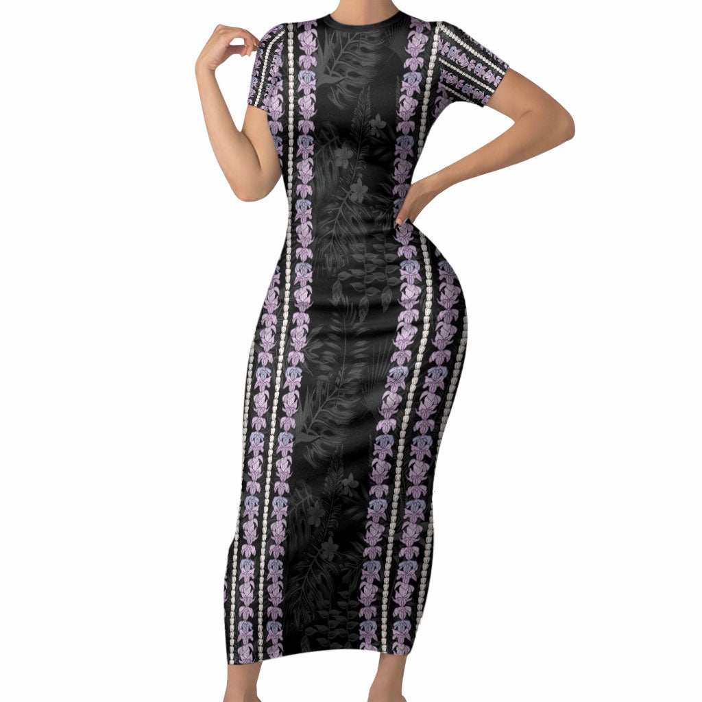 Hawaii Queen Liliuokalani Short Sleeve Bodycon Dress Hawaiian Lei Pua Kalaunu