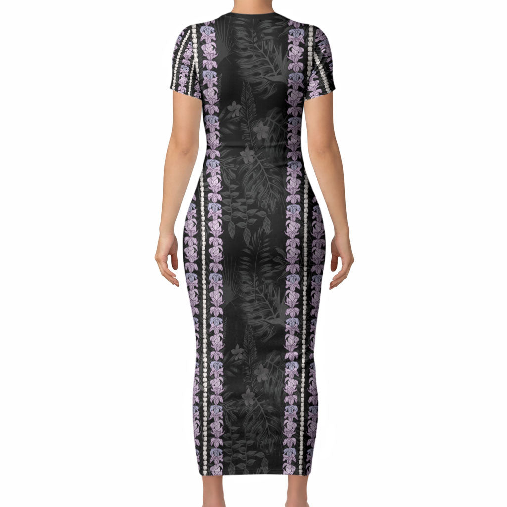 Hawaii Queen Liliuokalani Short Sleeve Bodycon Dress Hawaiian Lei Pua Kalaunu