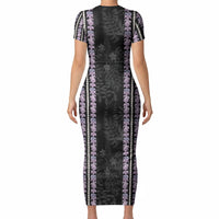 Hawaii Queen Liliuokalani Short Sleeve Bodycon Dress Hawaiian Lei Pua Kalaunu