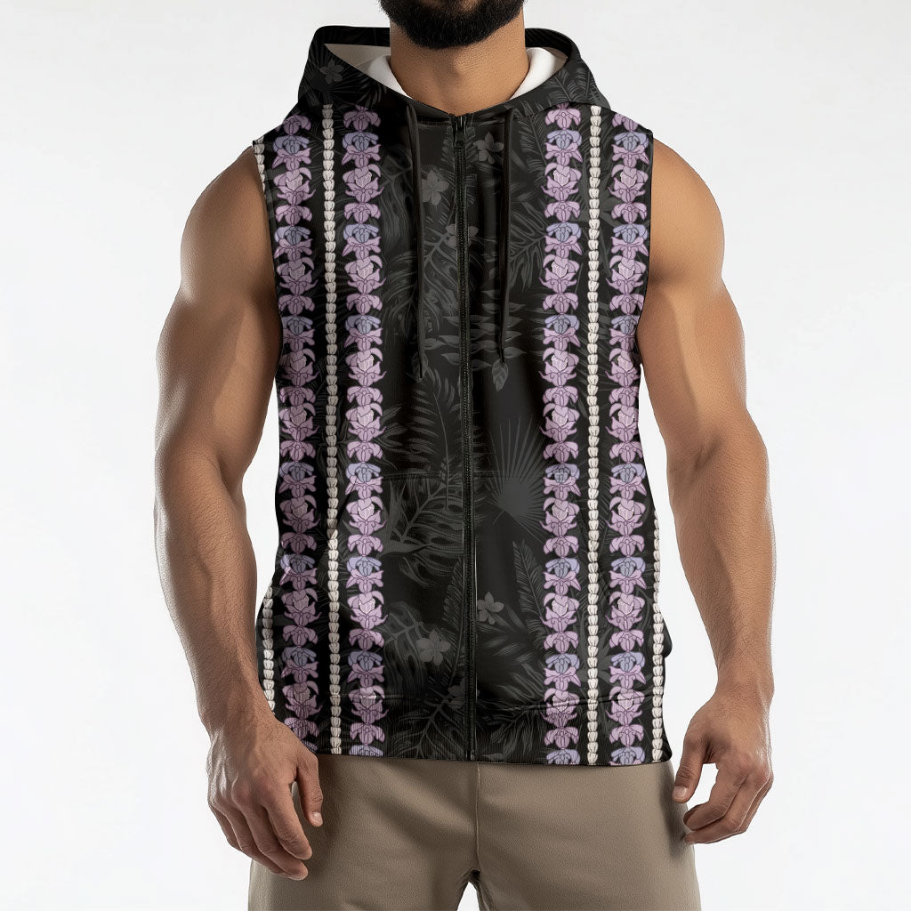 Hawaii Queen Liliuokalani Sleeveless Zip Hoodie Hawaiian Lei Pua Kalaunu
