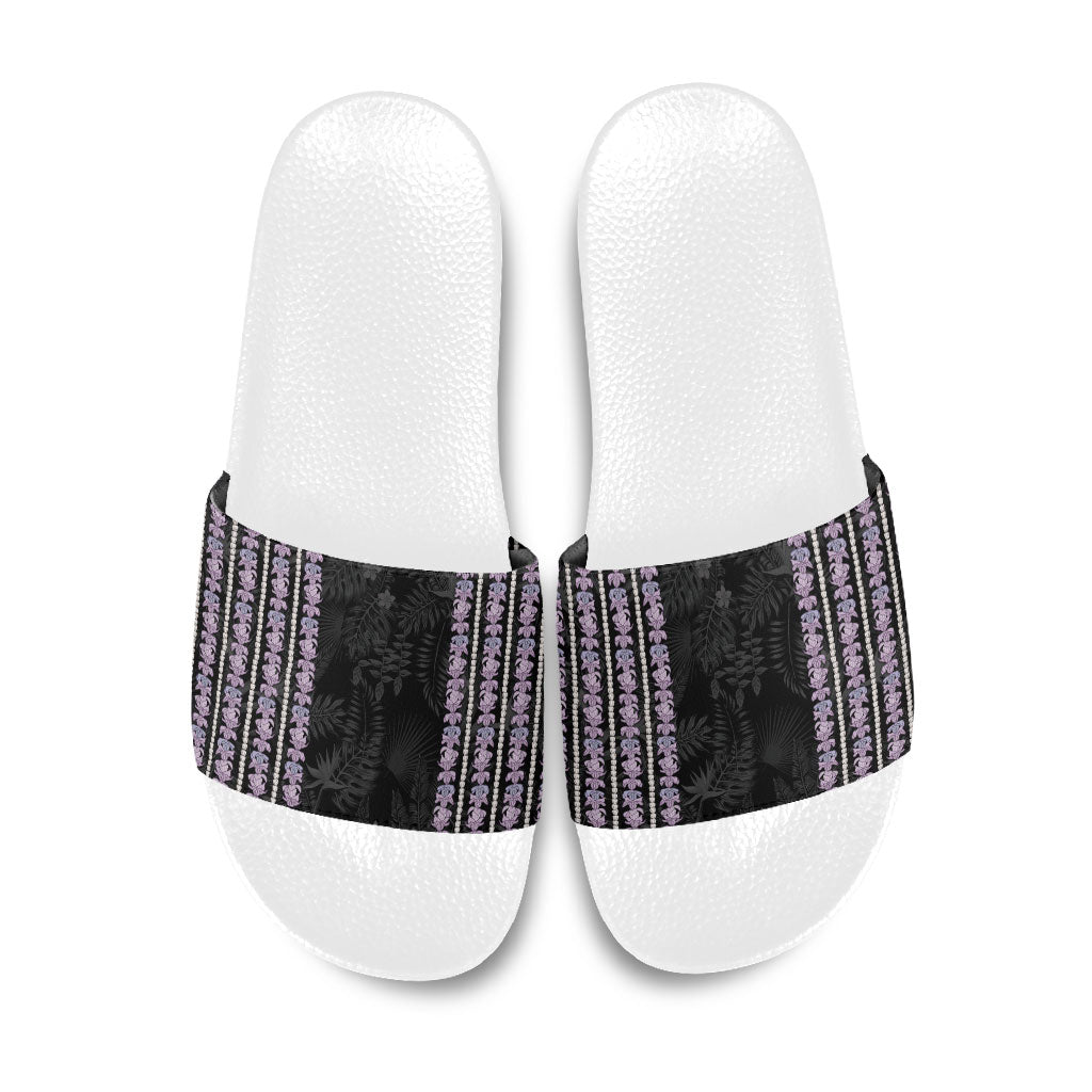 Hawaii Queen Liliuokalani Slide Sandals Hawaiian Lei Pua Kalaunu