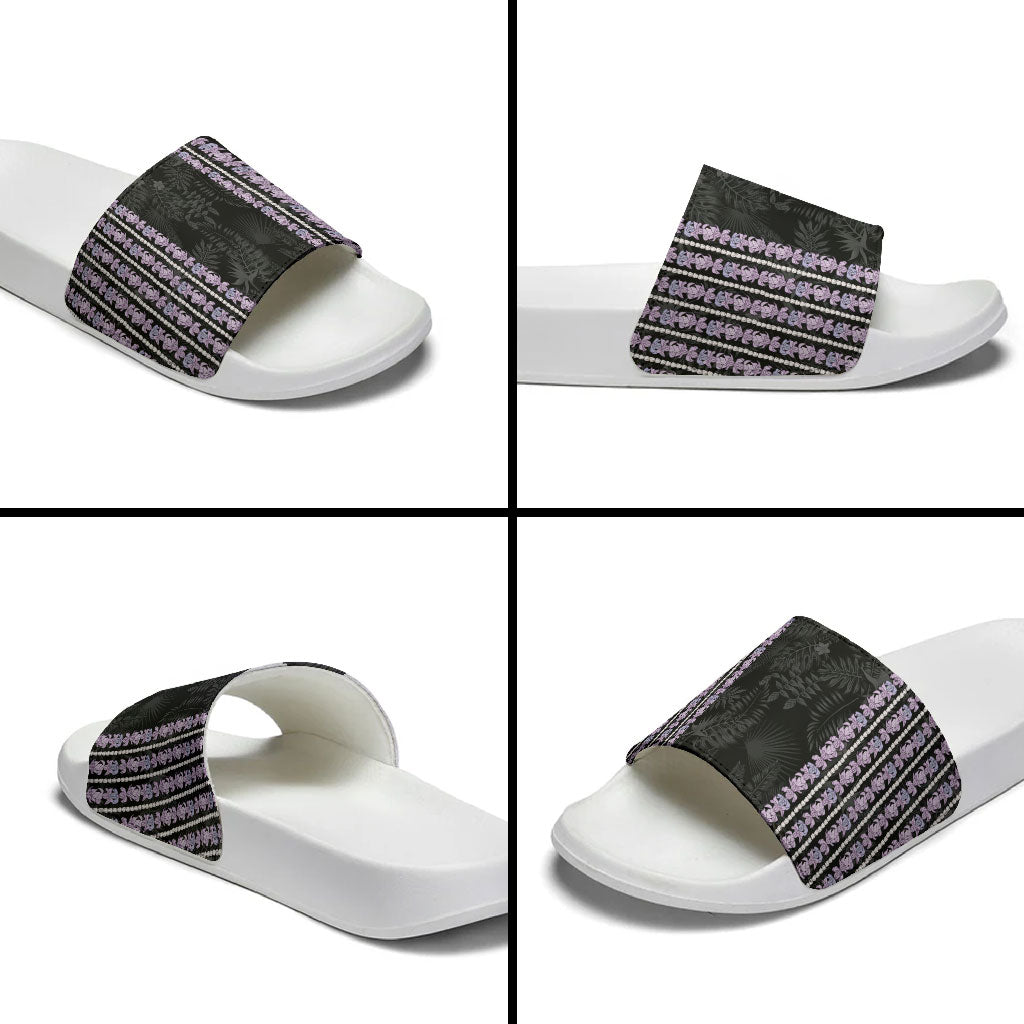 Hawaii Queen Liliuokalani Slide Sandals Hawaiian Lei Pua Kalaunu
